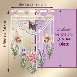Scheibengardine Frühlingswiese Plauener Spitze Deko-Set | Frühlings-Scheibenhänger Blumen Kurzgardine individuell kombinieren