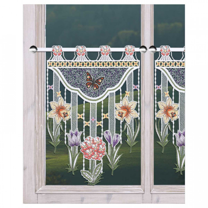 Scheibenhänger Frühlingswiese Echte Plauener Spitze mit Blumen