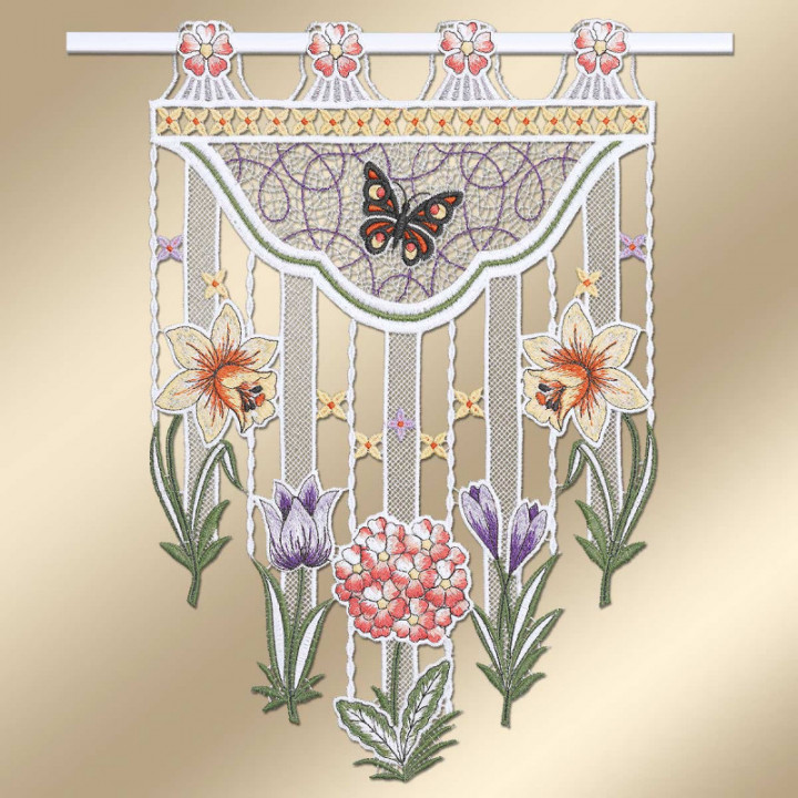 Scheibenhänger Frühlingswiese Echte Plauener Spitze mit Blumen