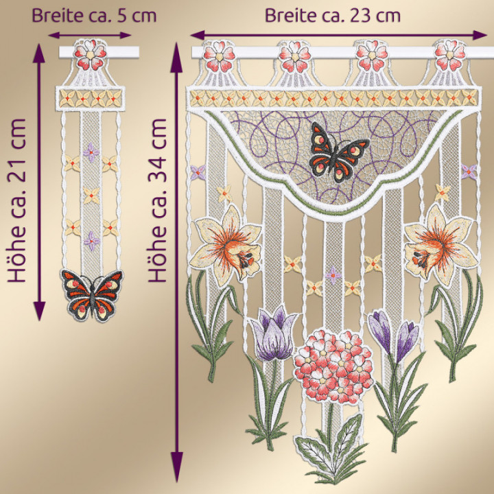 Scheibengardine Frühlingswiese - Set - Vogtländische Spitze - DSD
