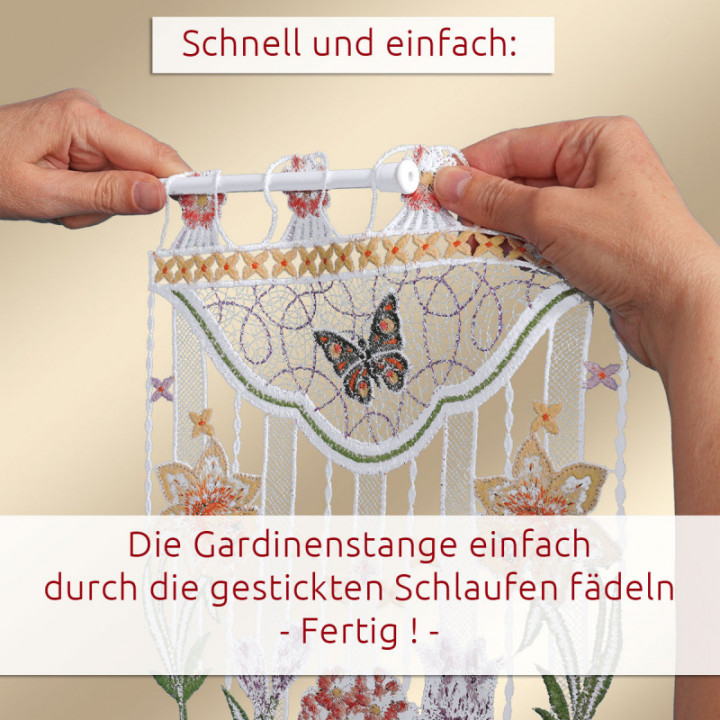 Scheibengardine Frühlingswiese - Set - Vogtländische Spitze - DSD