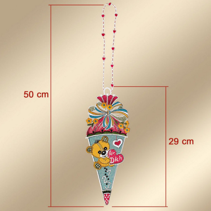 Geschenk-Anhänger Zuckertüte Teddy Schulanfang Plauener Spitze
