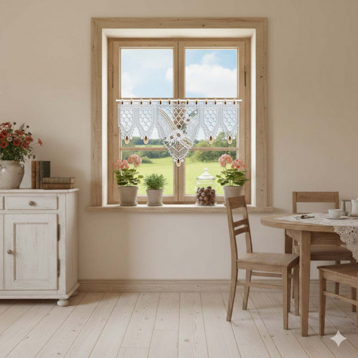 Scheibenhänger Margeritenzauber Echte Plauener Spitze mit Blumen