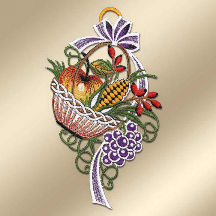 Fensterbilder Herbstkörbchen Plauener Spitze 2er Set