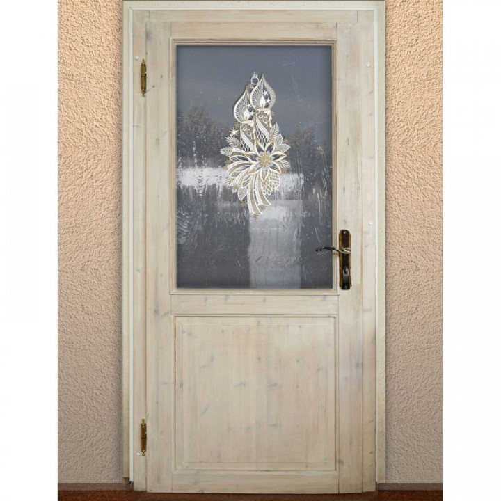Weihnachts-Fensterbild Lichterglanz Plauener Spitze weiß-gold 37x19 cm