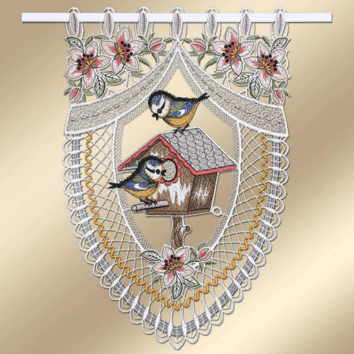 Scheibenhänger Vogelparadies Echte Plauener Spitze mit Blumen