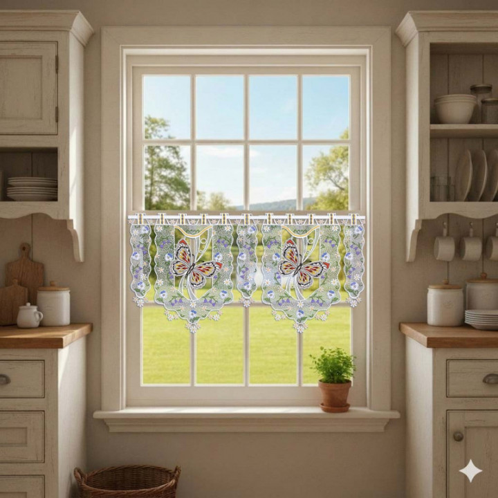 Scheibengardine Frühlingsbote - Plauener Spitze - Design Drechsler