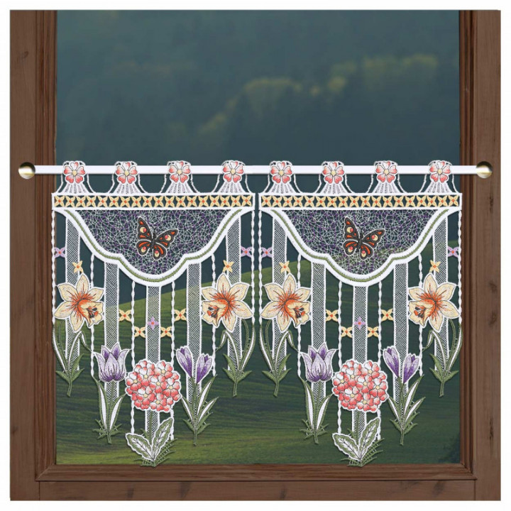 Scheibenhänger Frühlingswiese Echte Plauener Spitze mit Blumen