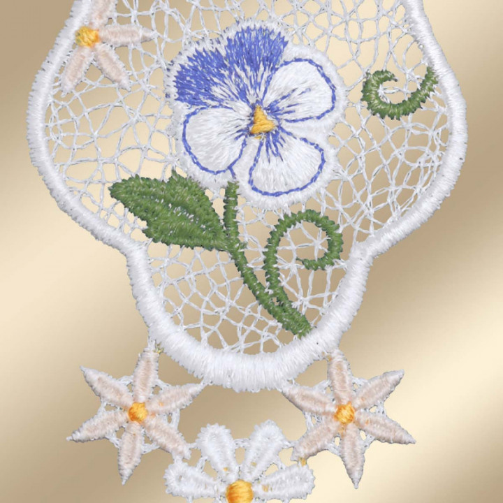 Scheibengardine Frühlingsbote - Plauener Spitze - Design Drechsler