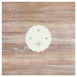 Deckchen kleine Margeriten Plauener Spitze Tischdecke in natur mit Blumen in creme