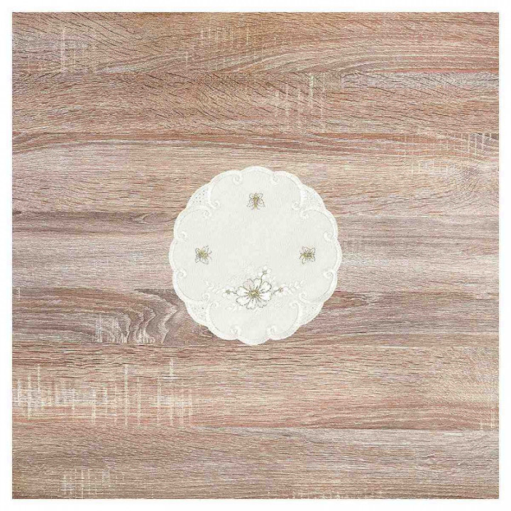 Deckchen Margeriten Plauener Spitze Tischdecke natur mit Blumen creme