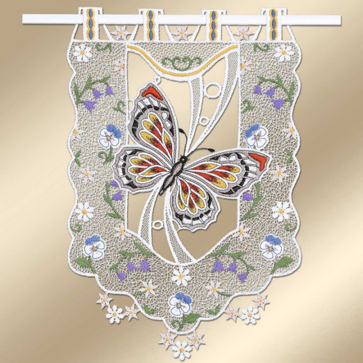 Scheibenhänger Frühlingsbote Echte Plauener Spitze mit Schmetterling