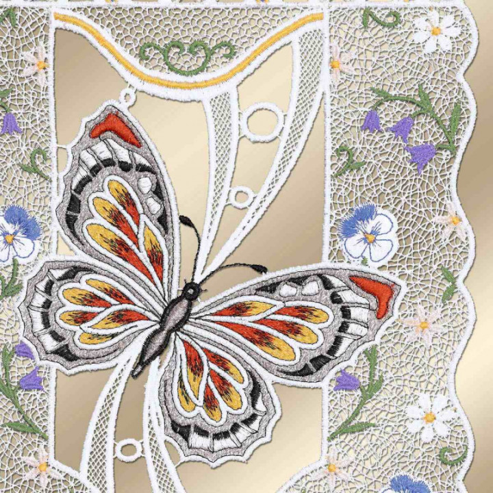 Scheibenhänger Frühlingsbote Echte Plauener Spitze mit Schmetterling