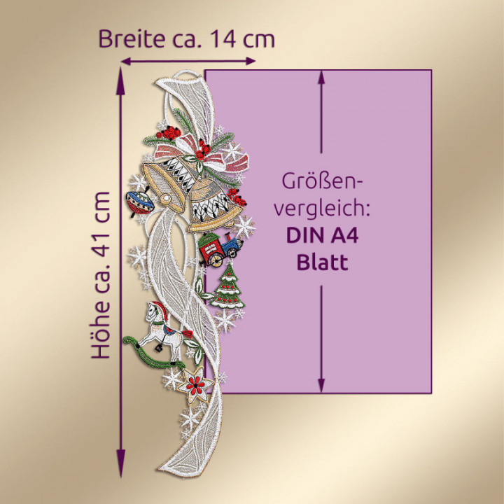 Winter-Fensterbild Kindheitstraum Plauener Spitze 41 x 14 cm