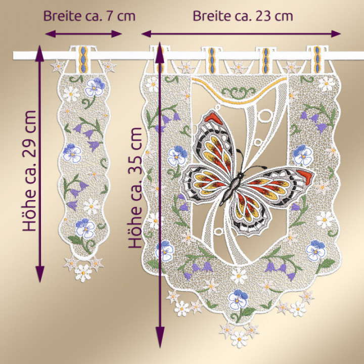 Scheibengardine Frühlingsbote – Plauener Spitze Deko-Set | individuell kombinieren