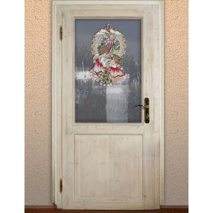 Weihnachts-Fensterbild Engelchen Plauener Spitze 30 x 18 cm
