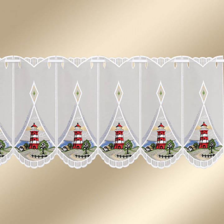 Scheibengardine Leuchtturm – Maritime Plauener Spitze