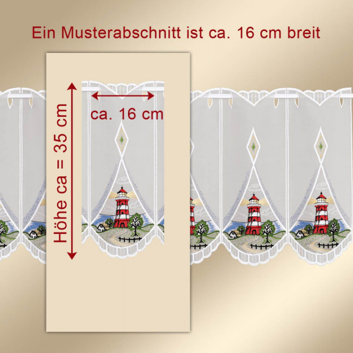 Scheibengardine Leuchtturm – Maritime Plauener Spitze