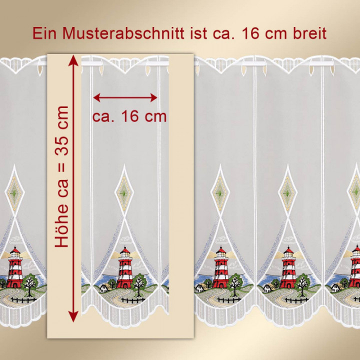 Scheibengardine Leuchtturm – Maritime Plauener Spitze