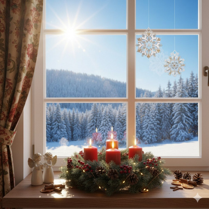 Fensterbild Schneeflöckchen-Weißröckchen Plauener Spitze 2er Set