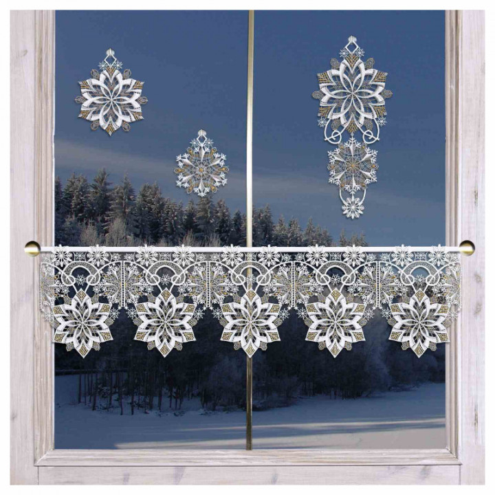 Fensterbild Schneeflöckchen-Weißröckchen Plauener Spitze 2er Set
