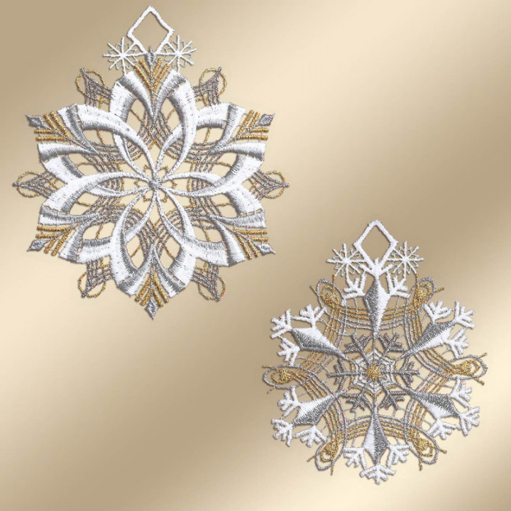 Fensterbild Schneeflöckchen-Weißröckchen Plauener Spitze 2er Set