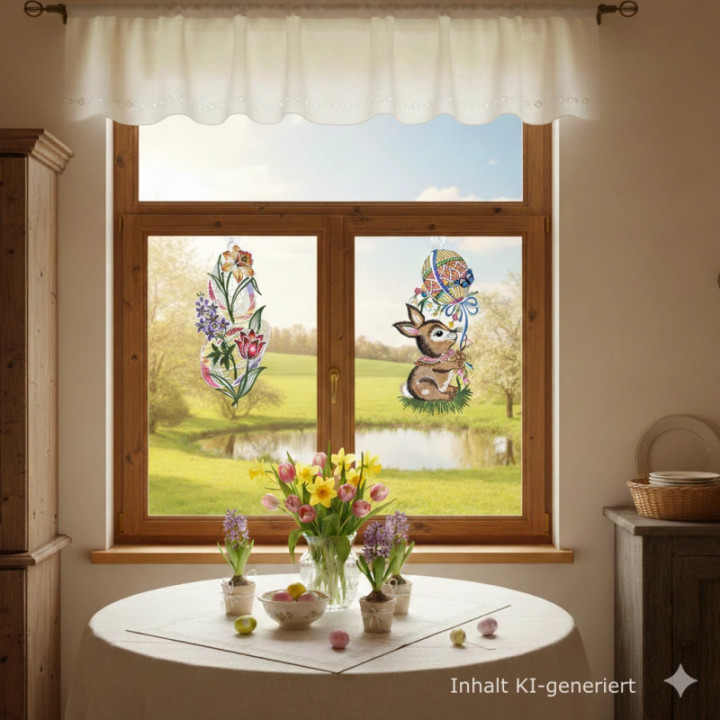 Fensterbild Frühlingsfreude – Vogtländische Spitze – DSD Design