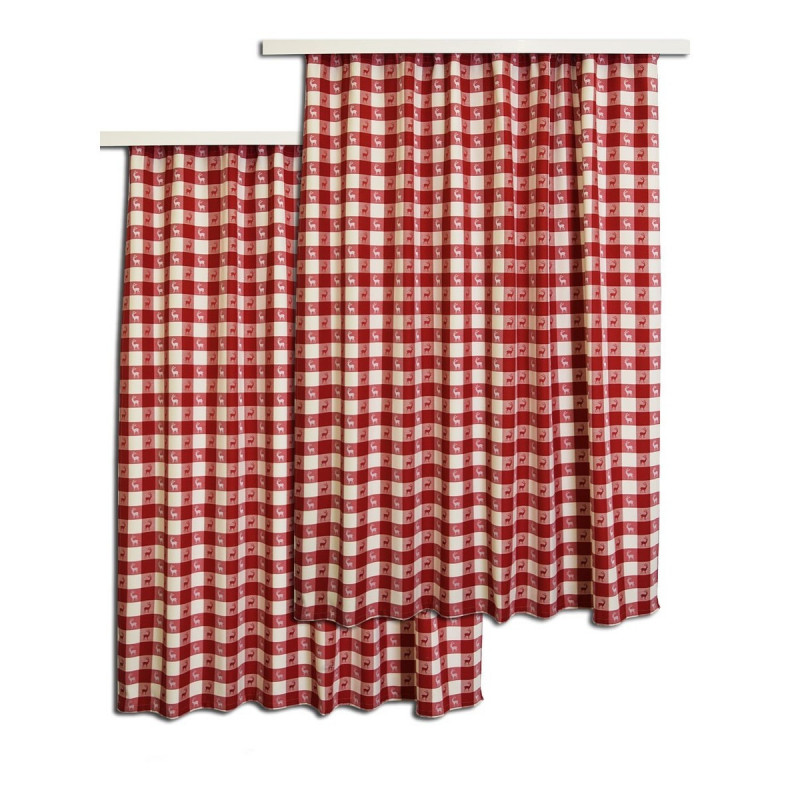 2er-Set Dekoschal Karo mit Hirsch Rot