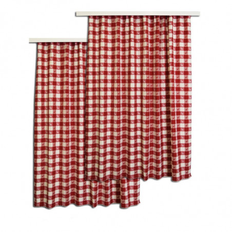 2er-Set Dekoschal Karo mit Hirsch Rot