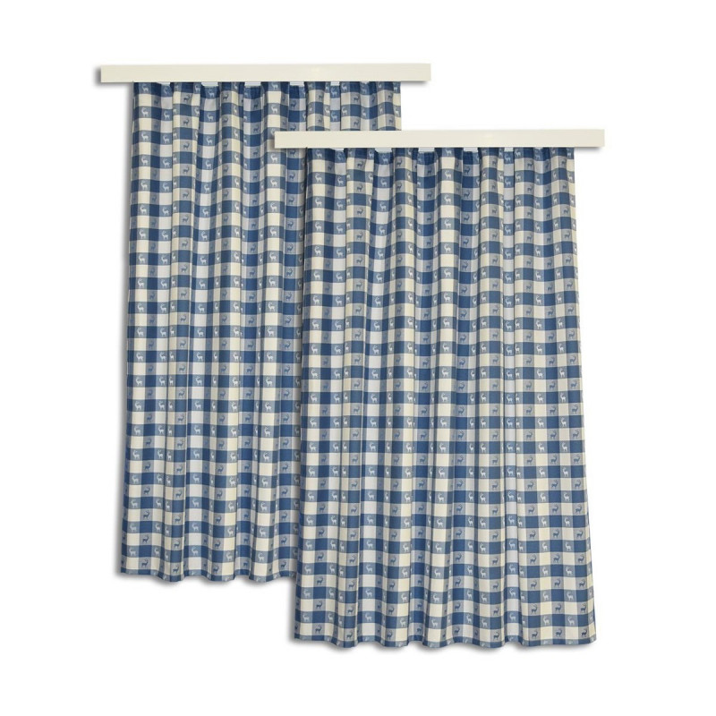 2er-Set Dekoschal Karo mit Hirsch Blau