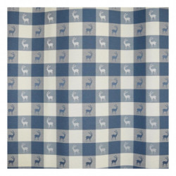 2er-Set Dekoschal Karo mit Hirsch Blau