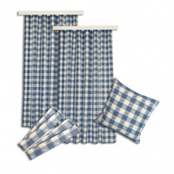 2er-Set Dekoschal Karo mit Hirsch Blau