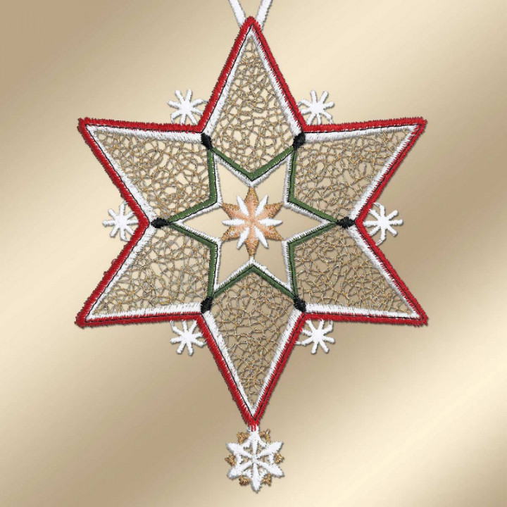 Weihnachts-Fensterbilder Sternenglanz 3er Set Plauener Spitze