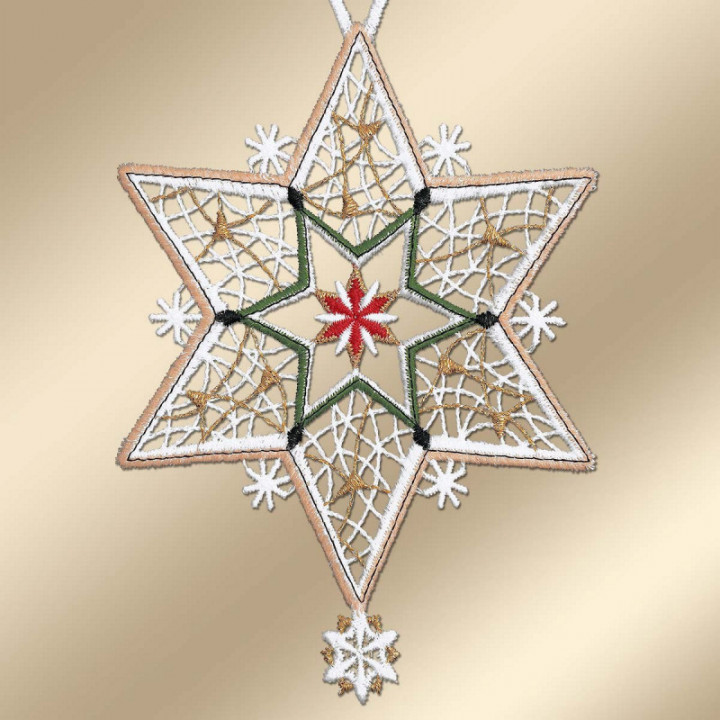 Weihnachts-Fensterbilder Sternenglanz 3er Set Plauener Spitze