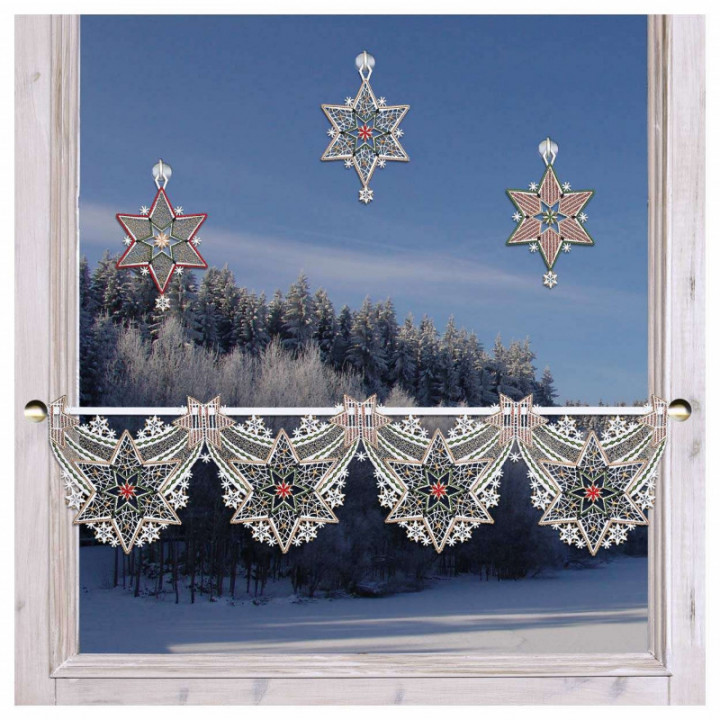 Weihnachts-Fensterbilder Sternenglanz 3er Set Plauener Spitze