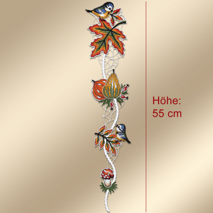 Herbst-Girlande Bunte Erntezeit Fensterbild Echte Plauener Spitze