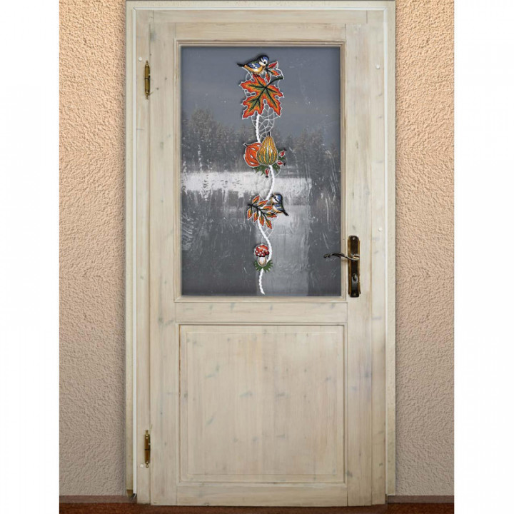 Herbst-Girlande Bunte Erntezeit Fensterbild Echte Plauener Spitze