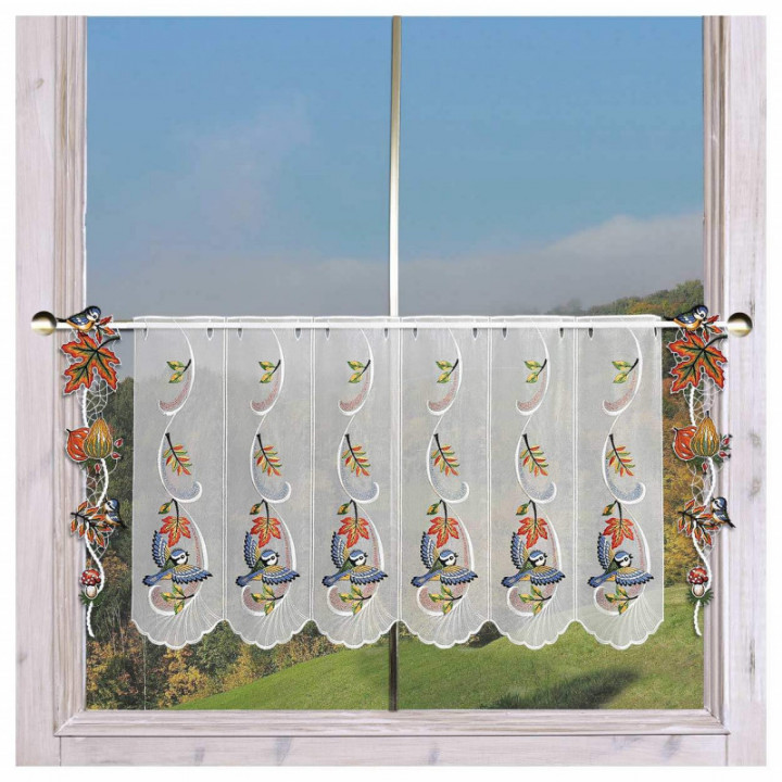 Herbst-Girlande Bunte Erntezeit Fensterbild Echte Plauener Spitze