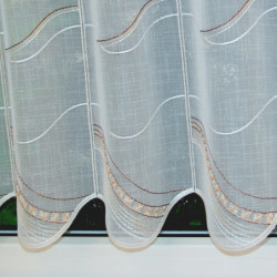 Scheibengardine Katja weiß-braun Plauener Spitze