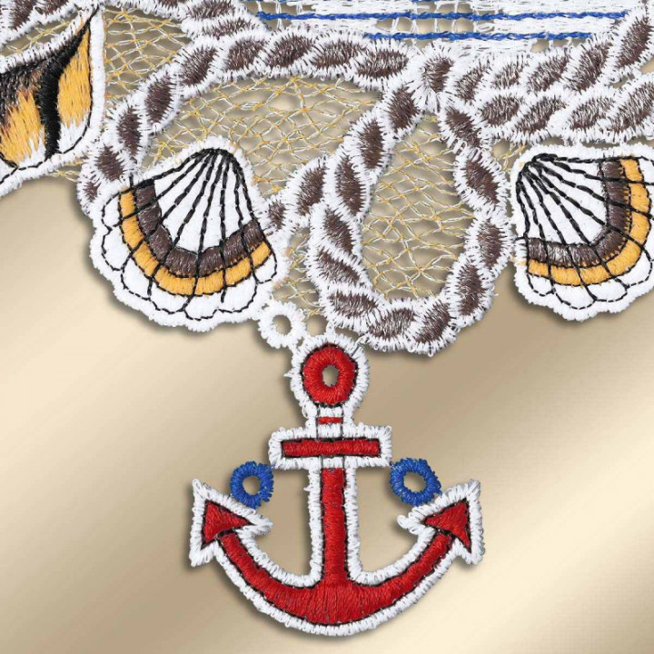 Fensterbilder Meeresbrise Vogtländische Spitze Segelboot & Leuchttum