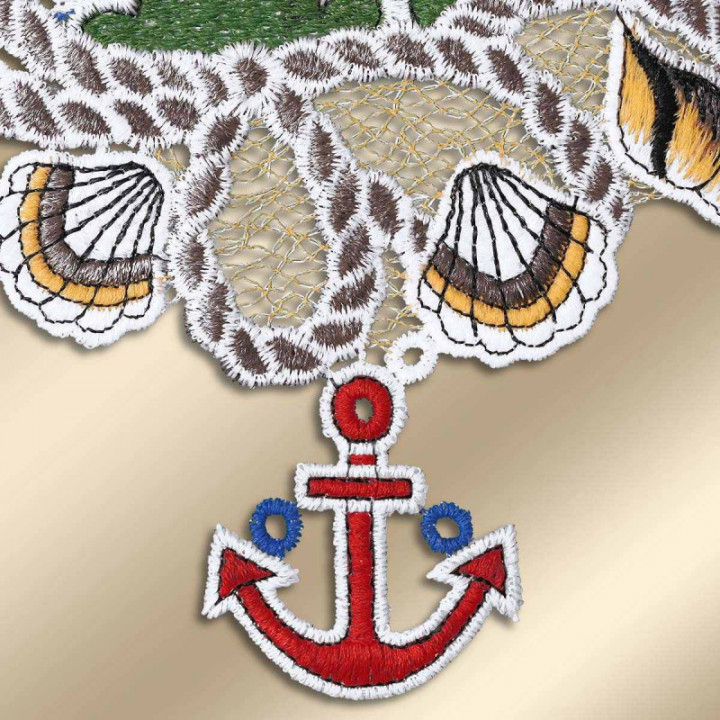 Fensterbilder Meeresbrise Vogtländische Spitze Segelboot & Leuchttum