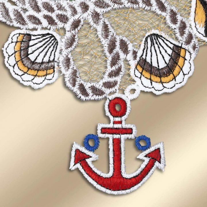 Fensterbilder Meeresbrise Vogtländische Spitze Segelboot & Leuchttum