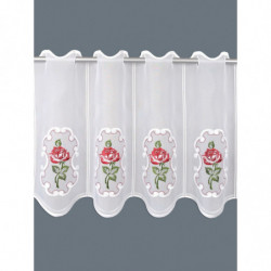 Stickerei-Kurzgardine Rose in Rot