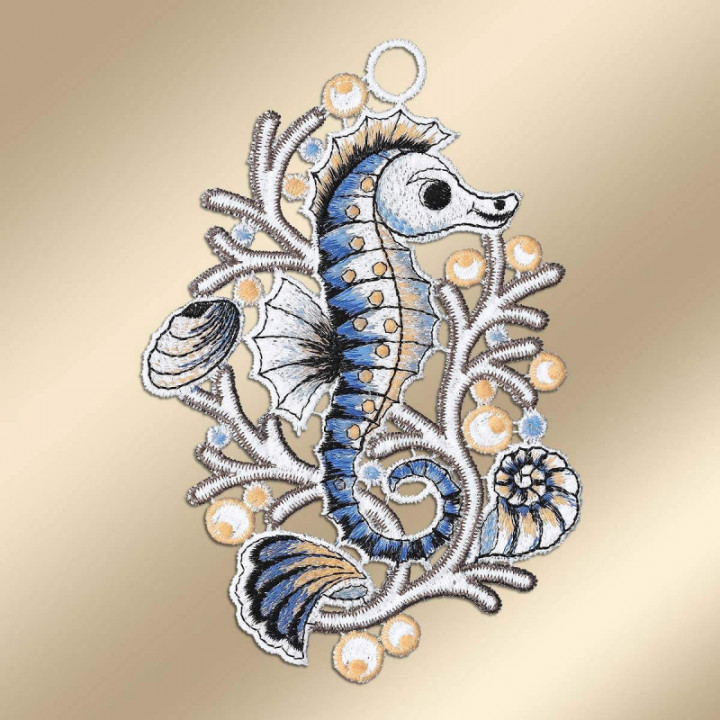 Fensterbilder Seepferdchen und Seestern Vogtländische Spitze maritim