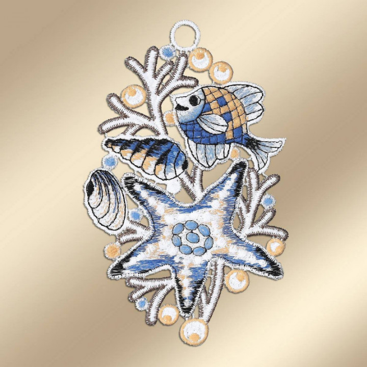 Fensterbilder Seepferdchen und Seestern Vogtländische Spitze maritim