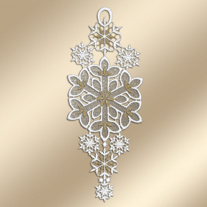 Winter-Fensterbild Leise rieselt der Schnee Plauener Spitze Schneeflocken