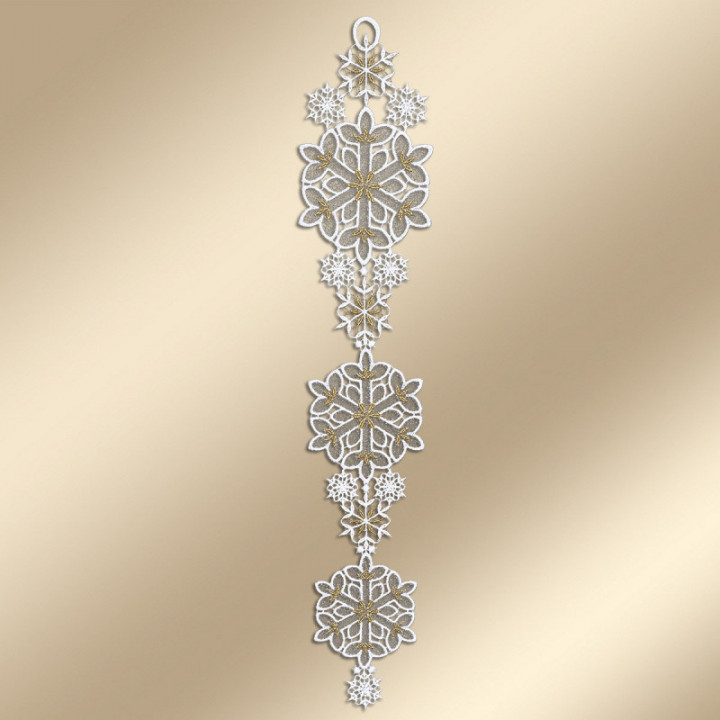 Winter-Fensterbild Leise rieselt der Schnee Plauener Spitze Girlande