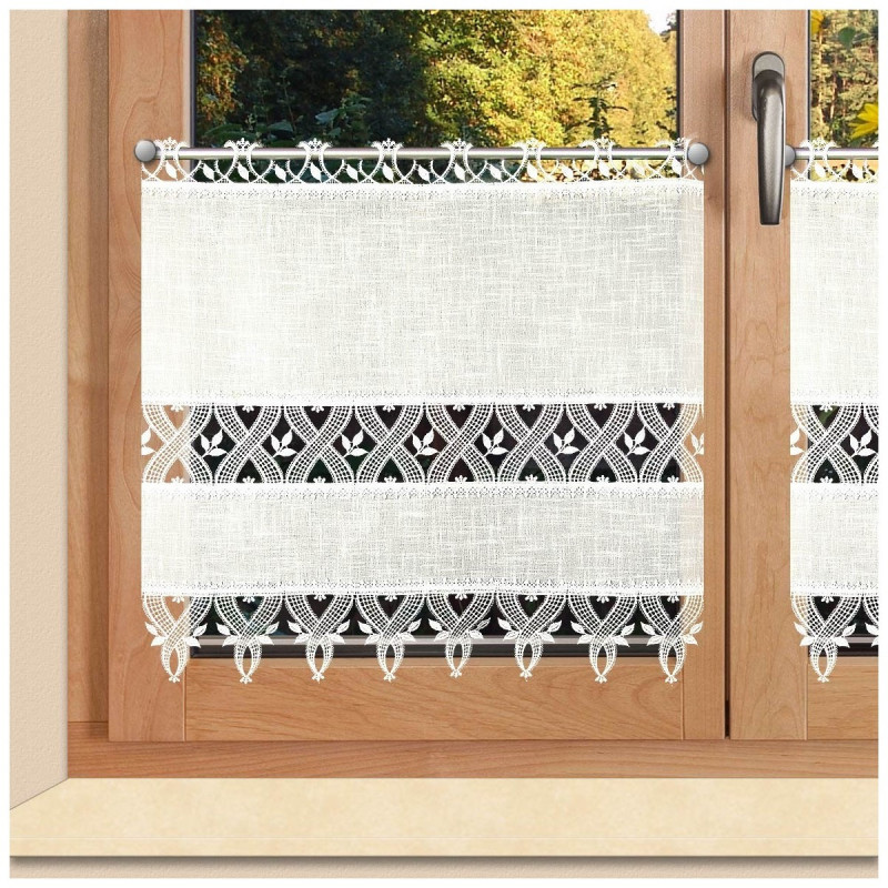 Spitzen-Landhausgardine Ronja sekt Plauener Spitze