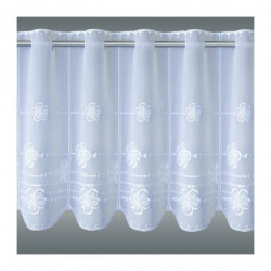 Kurzgardine Kleine Blüten weiß Plauener Spitze