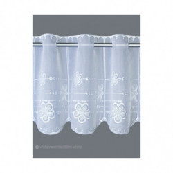 Kurzgardine Kleine Blüten weiß Plauener Spitze